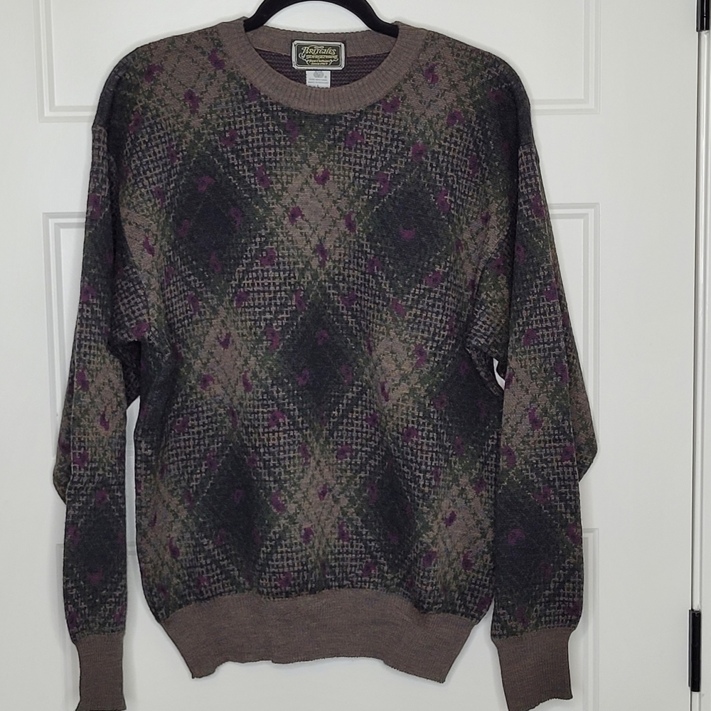 Vintage Grandpa Britches Georgetowne Mens Sweater L Holiday Ski 100% Wool